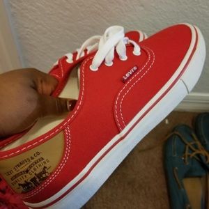 Red Levi’s sneakers